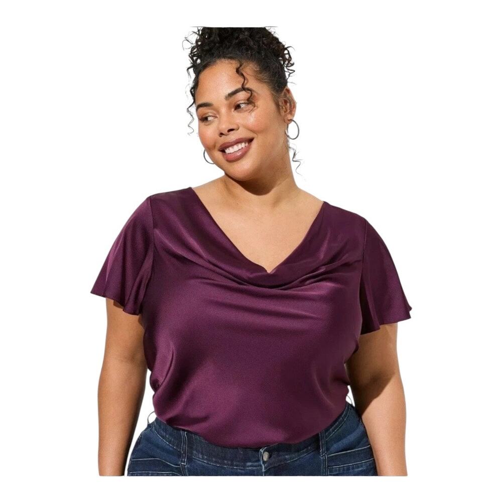 Torrid Cowl Neck Top Women 3 Purple NWOT
